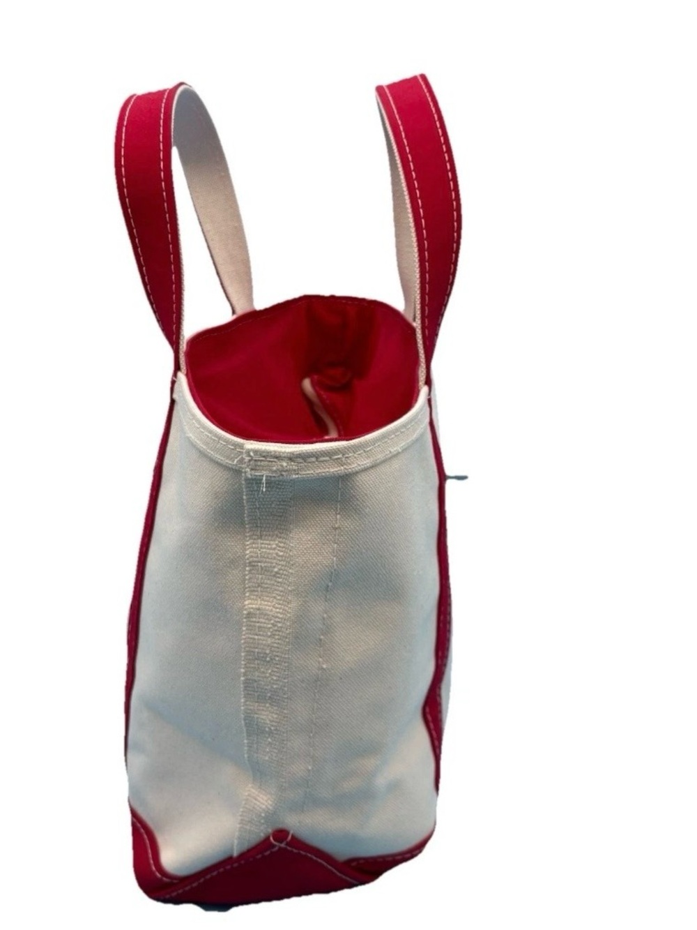 L.L. Bean 1990’s Vintage Boat & Tote Zip Top Canvas Bag USA Made Red Accent - Picture 2 of 10